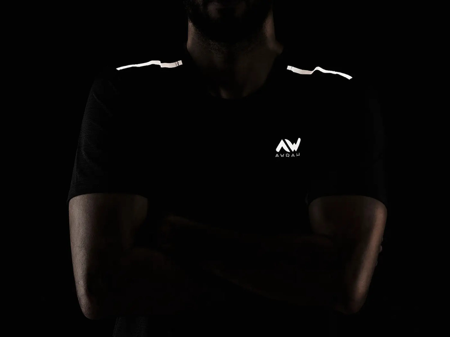 Silhouette en T-shirt ClimaDry noir Awrah avec bandes réfléchissantes